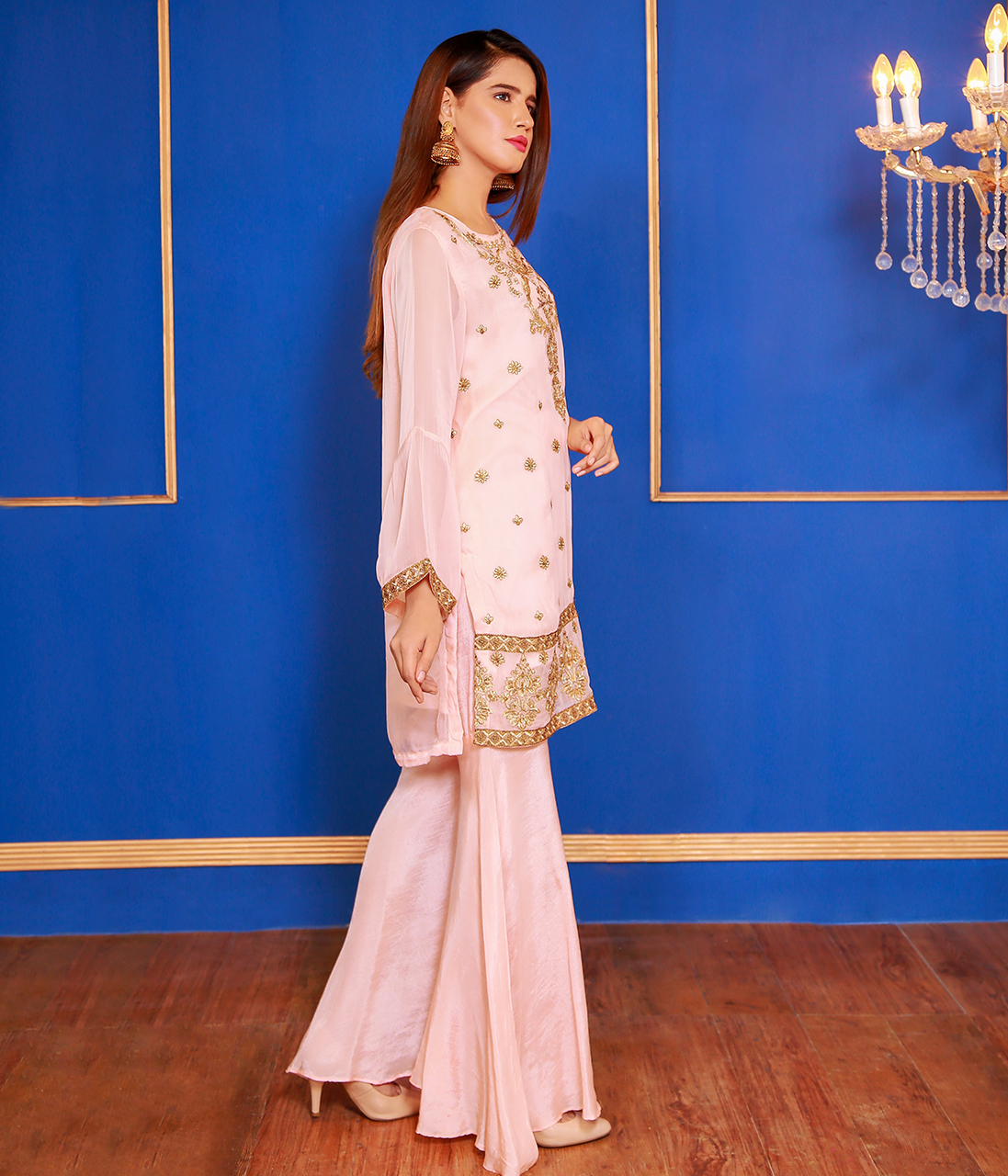 Chiffon Embroidered Suit 